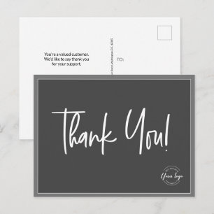 Carte Postale Simple Logo de la société gris blanc Merci personn