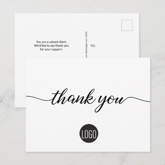 Carte Postale Simple logo de société personnalisé, merci pour le (Devant / Derrière)