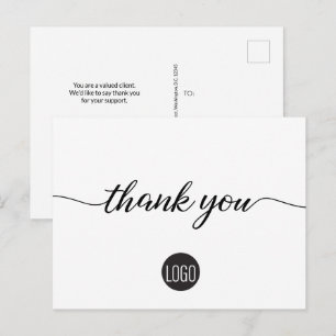 Carte Postale Simple logo de société personnalisé, merci pour le