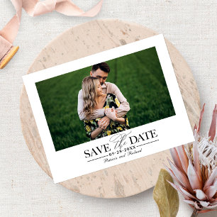 Carte Postale Simple Mariage Élégant Enregistrer La Date Photo