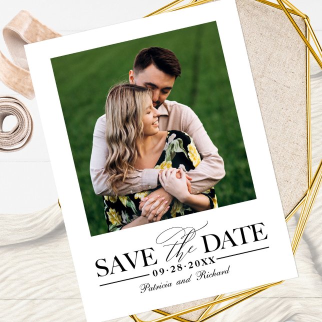Carte Postale Simple Mariage Élégant Enregistrer La Date Photo (Créateur téléchargé)