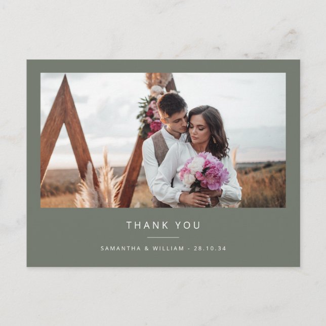 Carte Postale Simple mariage minime merci photo (Devant)