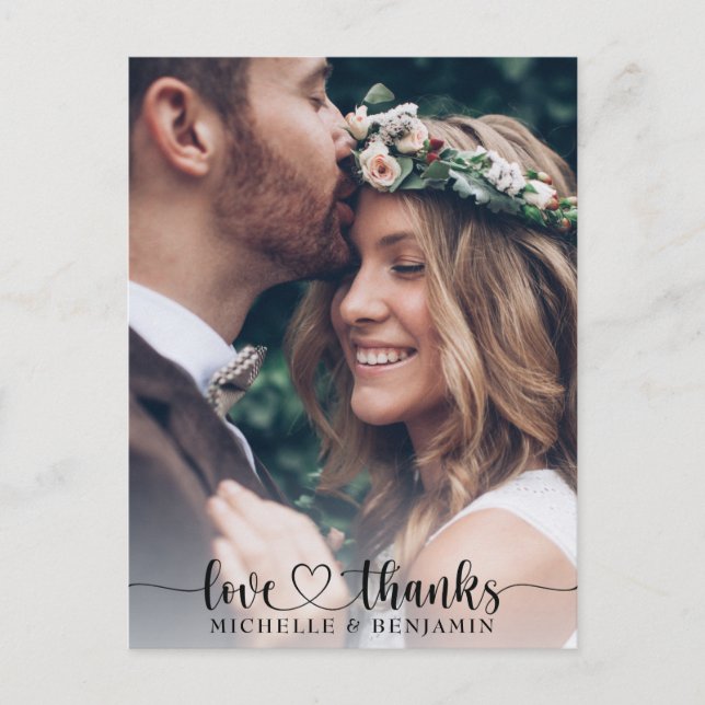 Carte postale simple Merci de mariage élégant (Devant)