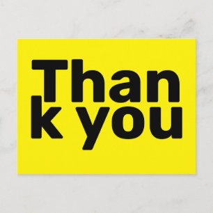 Carte Postale Simple Merci Jaune Clair Gras Moderne Vibrant