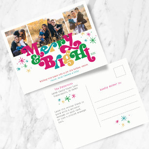 Carte postale simple Merry & Bright Photo Holiday