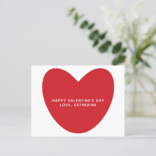 Carte Postale Simple mignon coeur rouge personnalisé Saint Valen