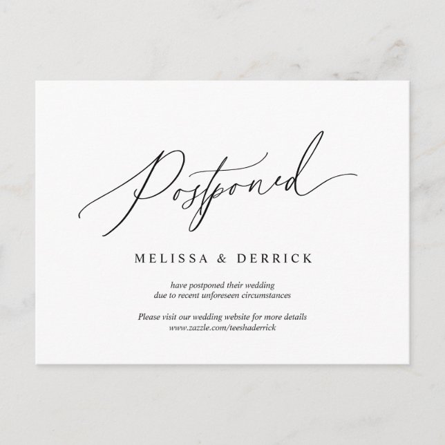 Carte Postale Simple minimal, Faire-part de mariage reporté (Devant)