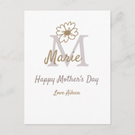 Carte Postale simple minimal mother's day monogram golden gray f