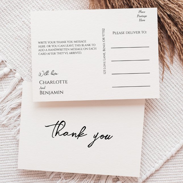 Carte postale simple minimaliste Merci Mariage (Créateur téléchargé)