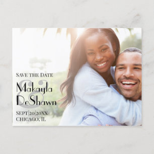 Carte Postale Simple Modern Minimal Photo Enregistrer le Mariage