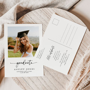 Carte Postale Simple Moderne Calligraphie Photo Graduation