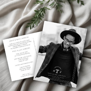 Carte Postale Simple Moderne Calligraphie Photo Initiales Grad