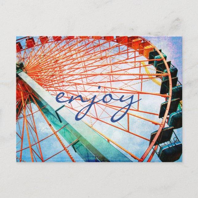 Carte Postale Simple moderne Ferris Wheel Photo Profitez de Call (Devant)