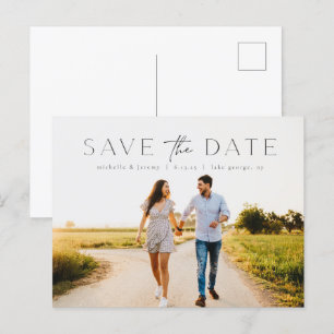 Carte Postale Simple moderne mariage photo Enregistrer la date C