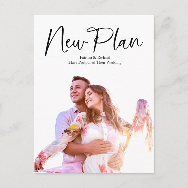 Carte Postale Simple Moderne Nouveau Plan Mariage Reporté (Devant)