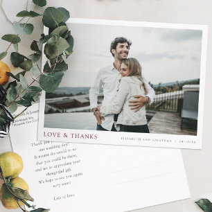 Carte Postale Simple moderne Photo Bourgogne Merci Mariage