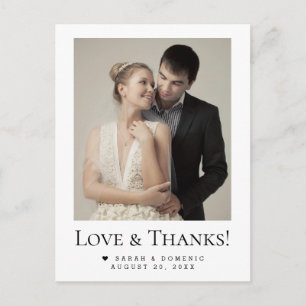 Carte Postale Simple Moderne Photo Mariage Amour & Remerciements