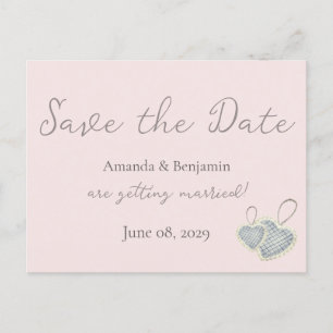 Carte Postale Simple Monogramme minimaliste Mariage rose foncé