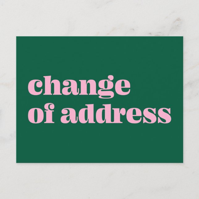 Carte Postale Simple Pink Green Change of Address Announcement (Devant)