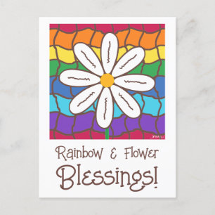 Carte Postale Simple Rainbow Daisy Flower Penser De Vous