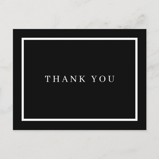 Carte Postale Simple Remerciement d'affaires Noir et Blanc (Devant)