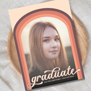 Carte Postale Simple Retro Pink Arch Photo Graduation Party