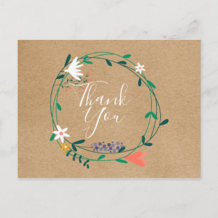 Carte Postale Simple Russe Floral Garland Merci d'affaires