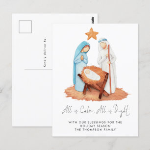 Carte Postale Simple Scène De Nativité Tout Est Calme Vacances