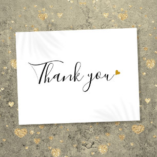 Carte Postale Simple Script Gold Heart Business Merci