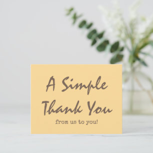 Carte Postale Simple Script Jaune Doré Remerciements Entreprise