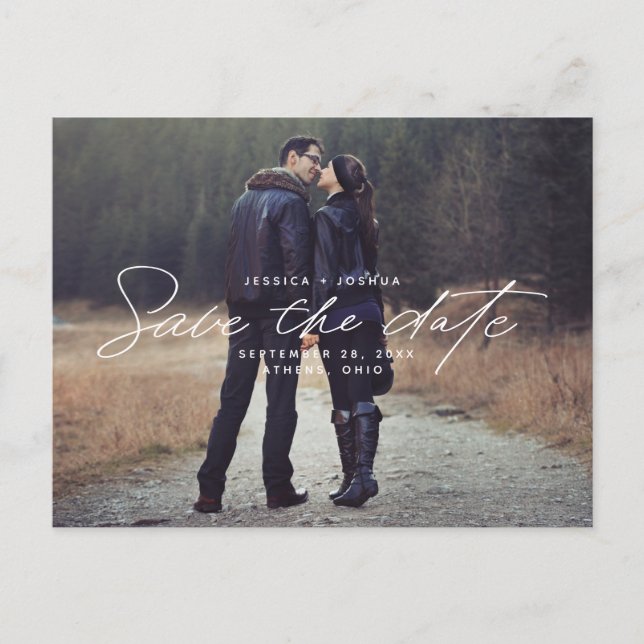 Carte Postale Simple Script Overlay Photo Enregistrer la date (Devant)