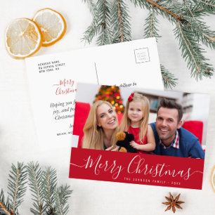 Carte Postale simple script photo joyeux noël