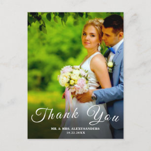 Carte Postale Simple Script Photo Personnalisé Mariage Blanc Mer