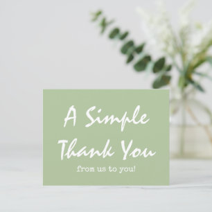 Carte Postale Simple Script Vert Sage Remerciement Entreprise