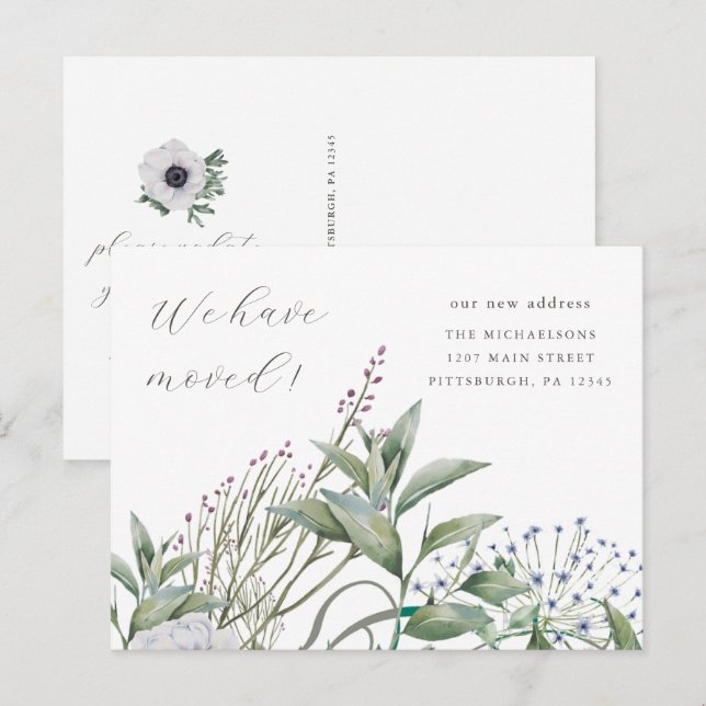 Carte Postale Simple Verdure Nous Avons Déménagé Nouvelle Maison (Devant / Derrière)