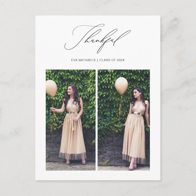 Carte Postale Simplement grâce à la graduation deux Merci photo (Devant)