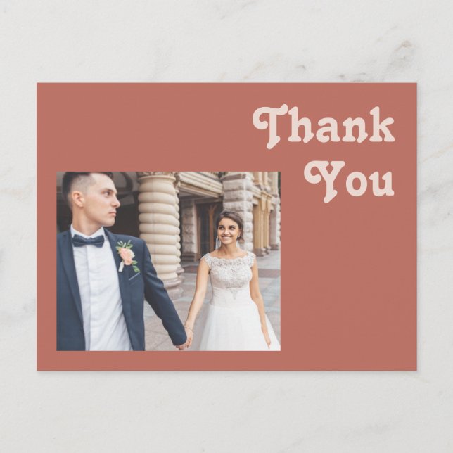 Carte Postale Simples vibes rétro | Remerciements de mariage Old (Devant)