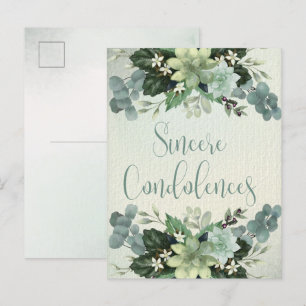 Carte Postale Sincères Condoléances   Peinture Aquarelle Succule