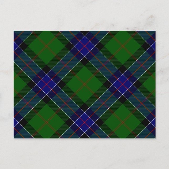 Carte Postale Sinclair tartan bleu vert plaid (Devant)