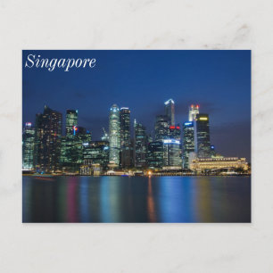 Carte Postale Singapore Skyline Blue Nights