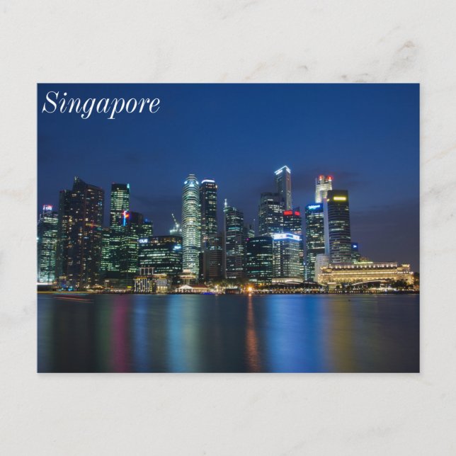Carte Postale Singapore Skyline Blue Nights (Devant)