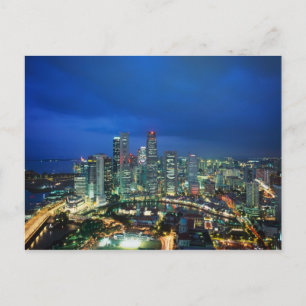Carte Postale Singapore Skyline la nuit, Singapour