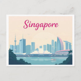 Carte Postale Singapour Pastel Travel Design