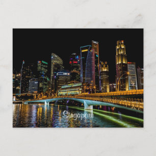 Carte Postale Singapour Skyline, Lumières De Nuit