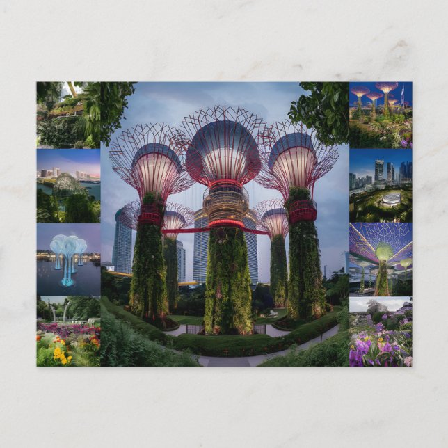 Carte Postale Singapour voyage Super arbres. (Devant)
