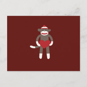 Carte Postale Singe à soie mignonne avec Casquette tenant le coe