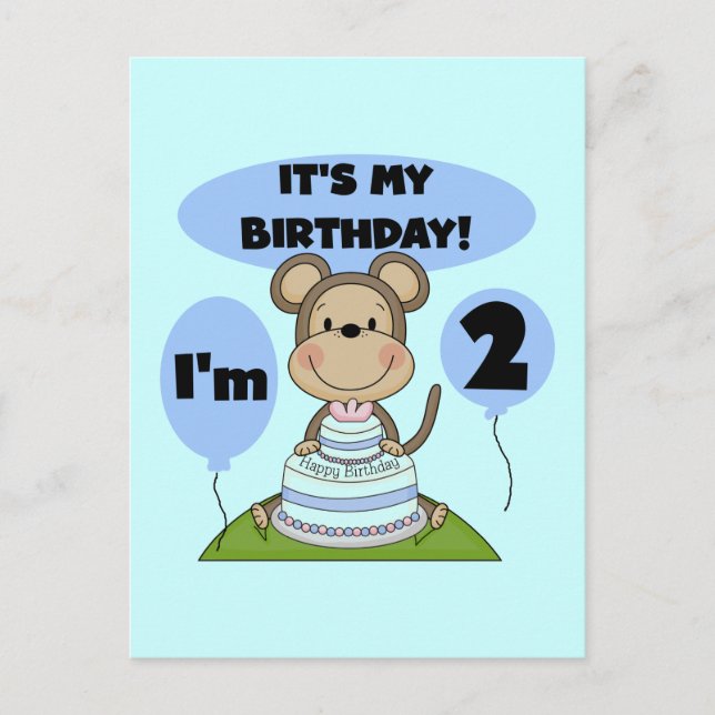 Carte Postale Singe Anniversaire Garçon 2e T-shirts et cadeaux (Devant)