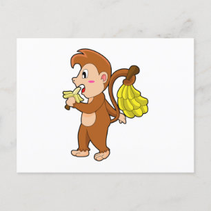 Carte Postale Singe avec bananes