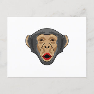 Carte Postale Singe avec bouche baisée