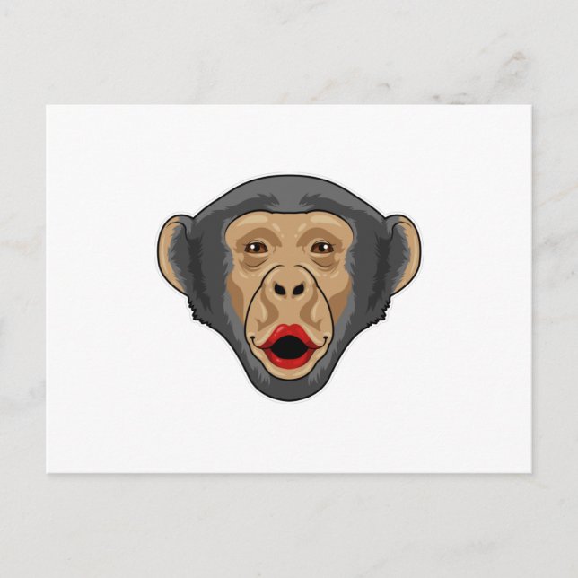 Carte Postale Singe avec bouche en forme de baiser (Devant)
